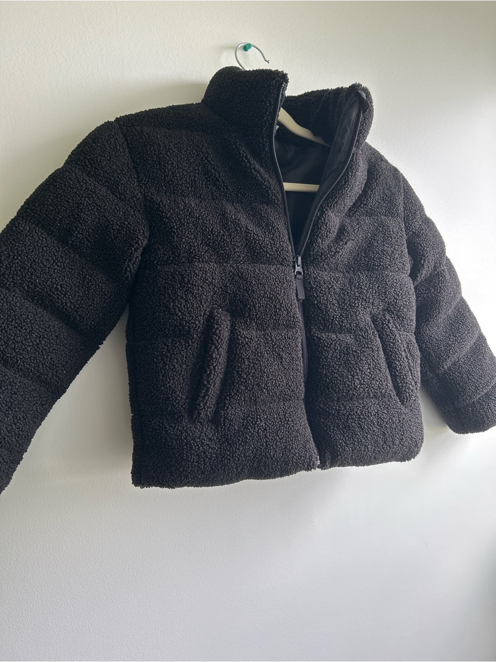 Kids Black Sherpa Puffer Jacket - Cozy Zip-Up